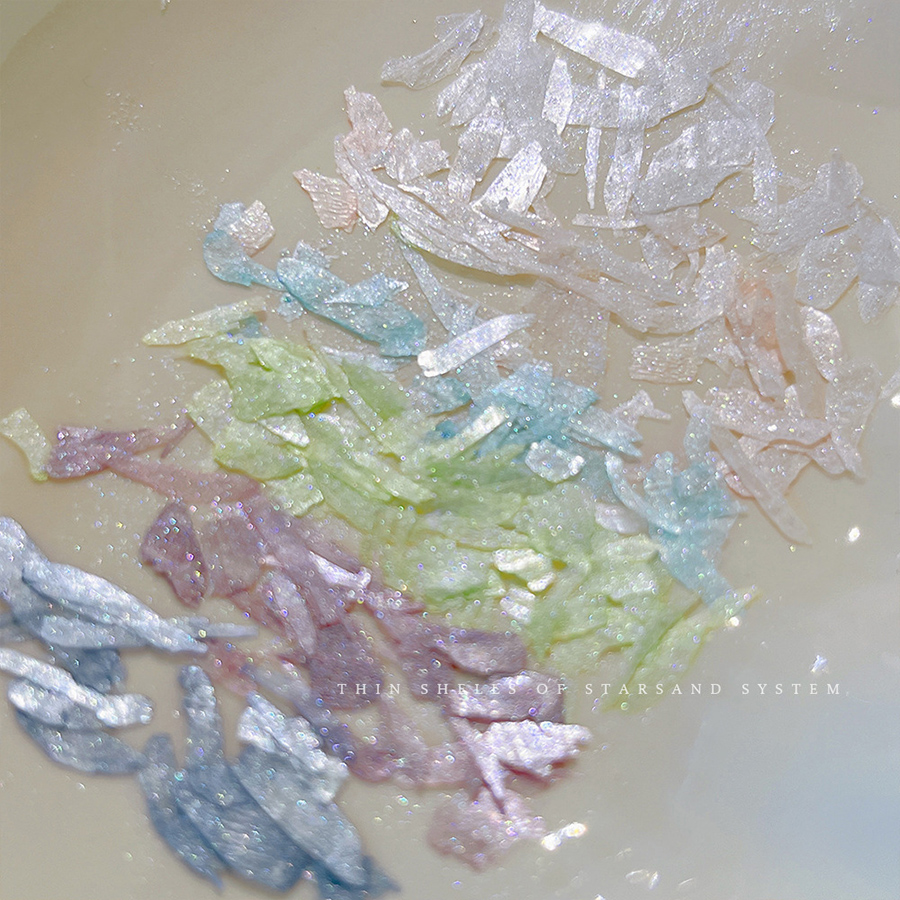 d304 star sand series iridescent thin shell nail charms