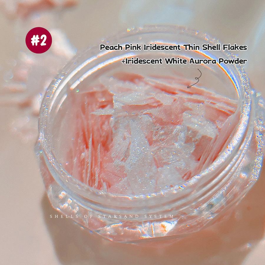 d304 star sand series iridescent thin shell nail charms