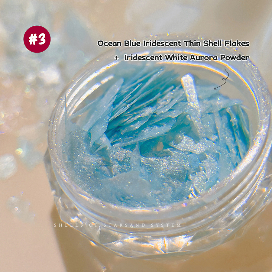 d304 star sand series iridescent thin shell nail charms