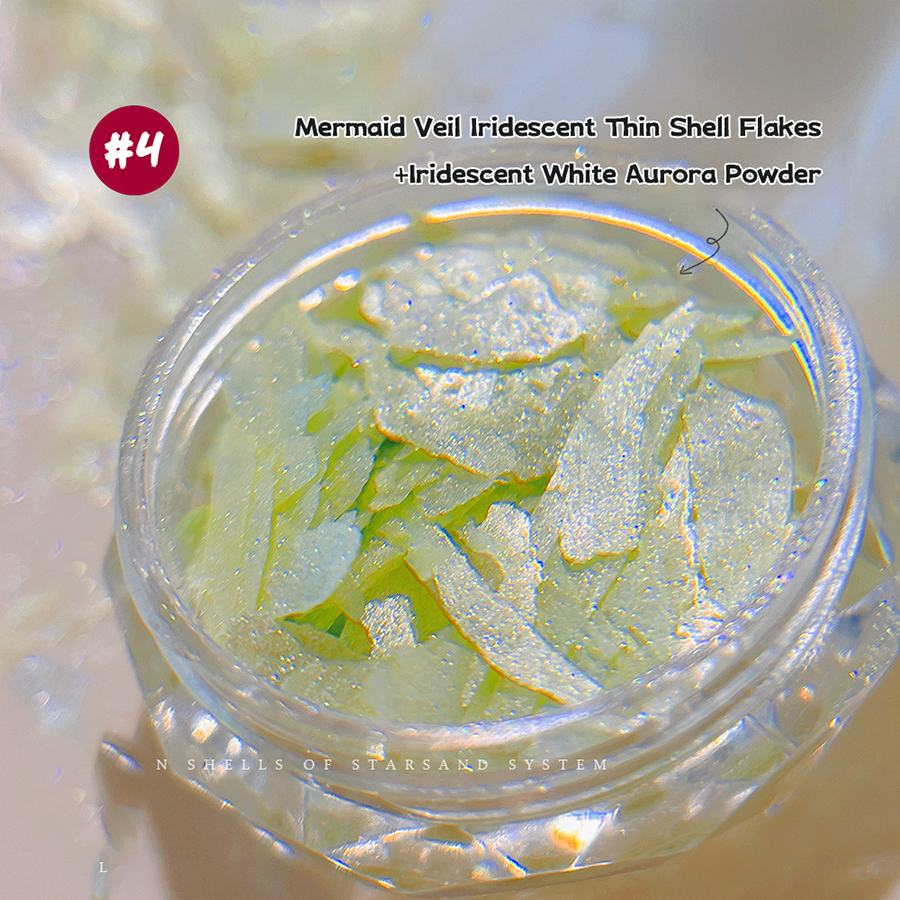 d304 star sand series iridescent thin shell nail charms