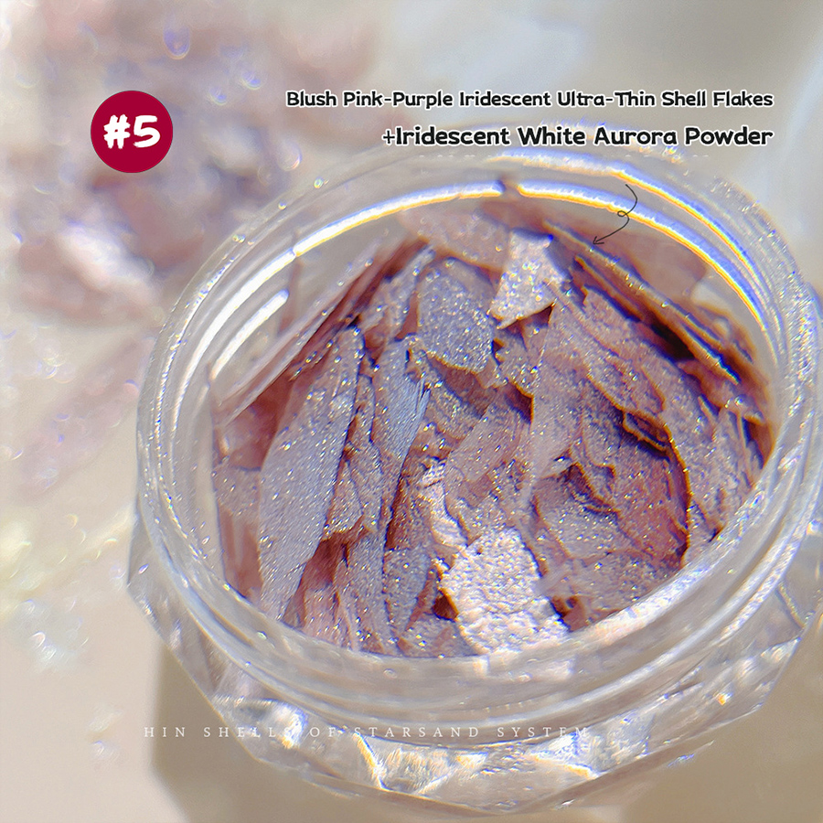 d304 star sand series iridescent thin shell nail charms