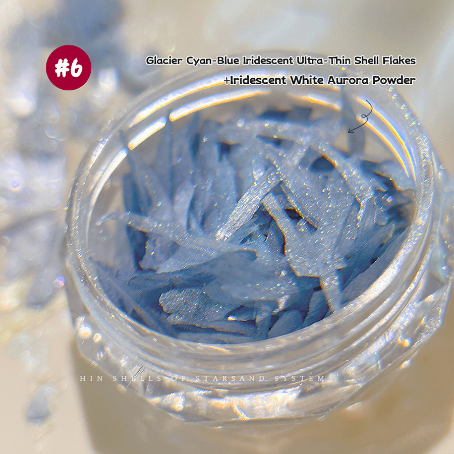 d304 star sand series iridescent thin shell nail charms