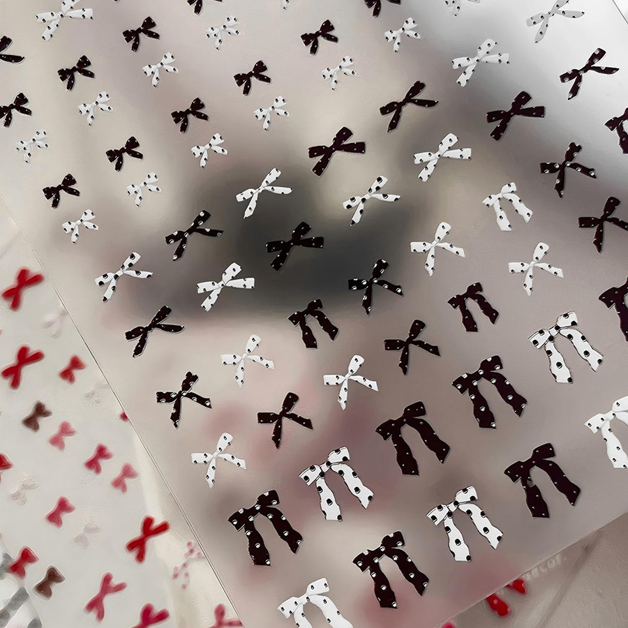 yt7608-614 flat polka dot bow nail art stickers