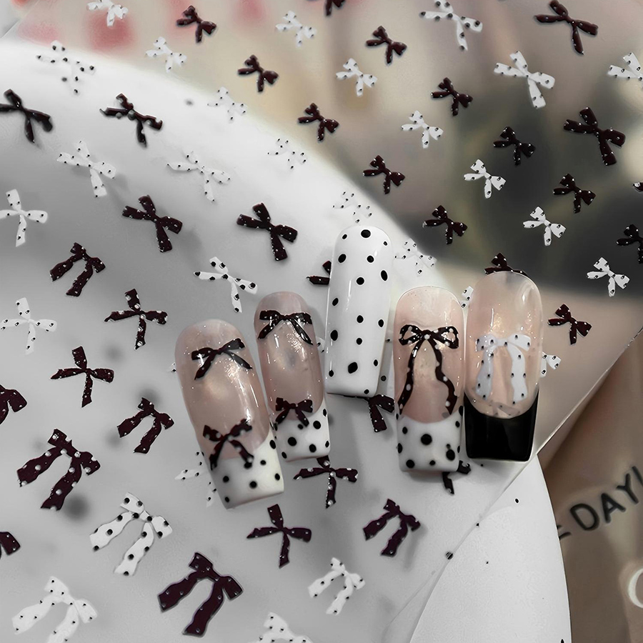 yt7608-614 flat polka dot bow nail art stickers