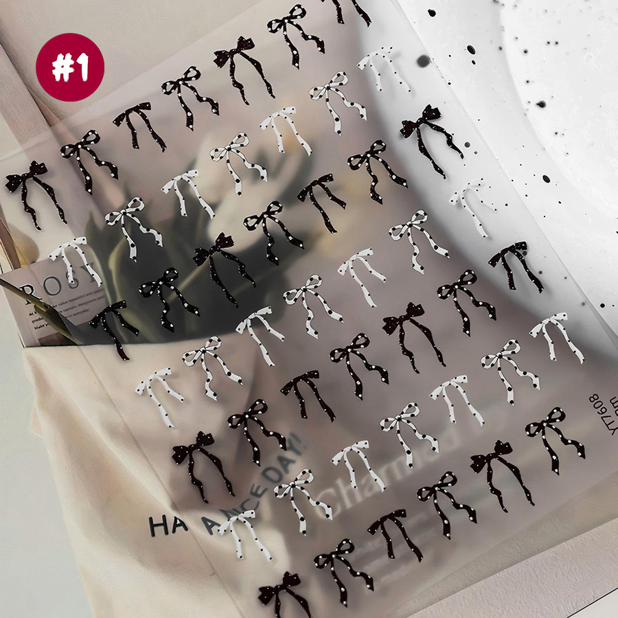 yt7608-614 flat polka dot bow nail art stickers