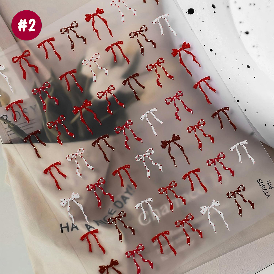 yt7608-614 flat polka dot bow nail art stickers