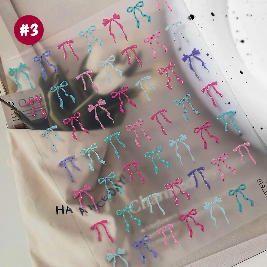 yt7608-614 flat polka dot bow nail art stickers