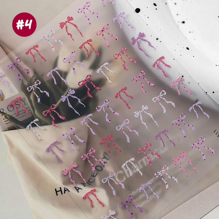 yt7608-614 flat polka dot bow nail art stickers