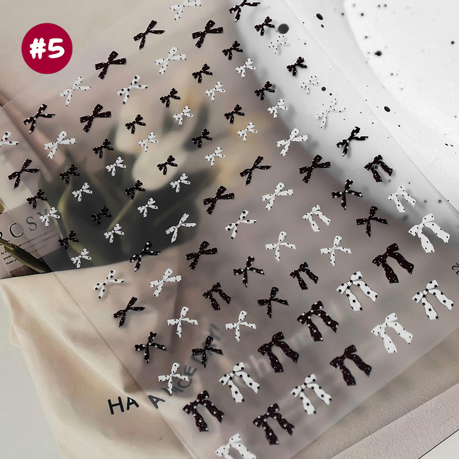 yt7608-614 flat polka dot bow nail art stickers
