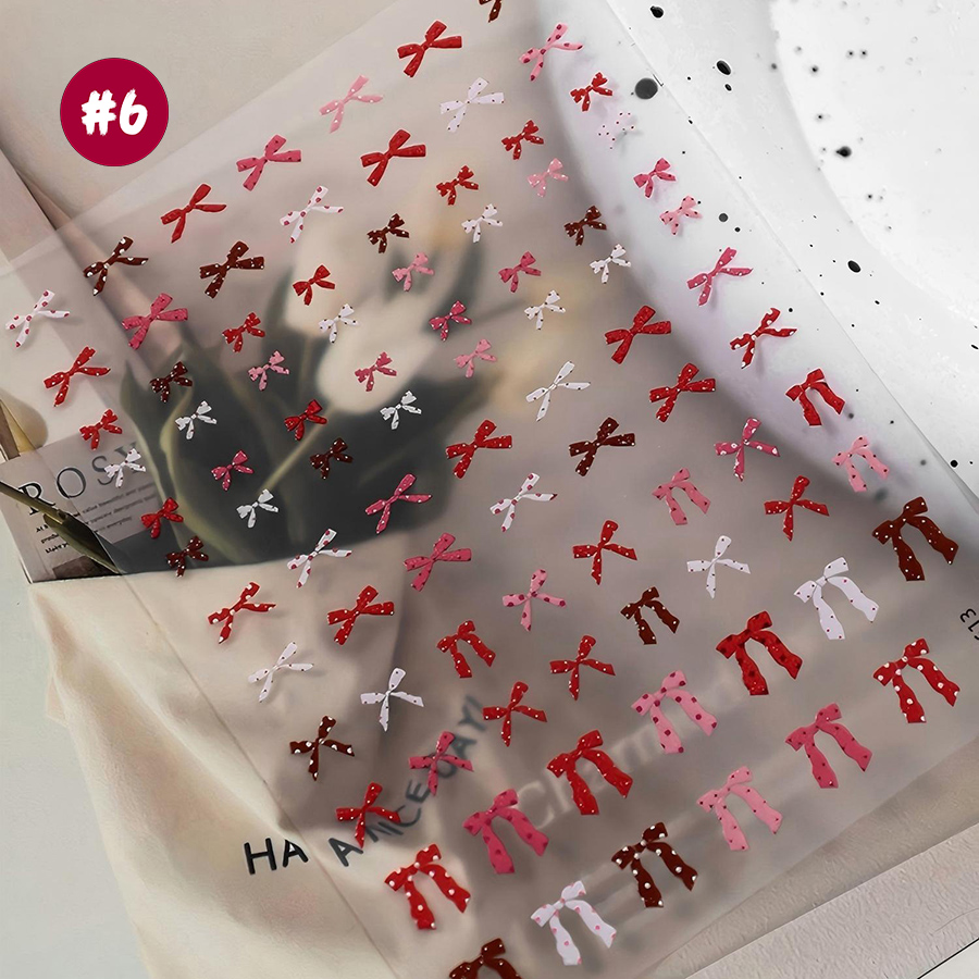 yt7608-614 flat polka dot bow nail art stickers