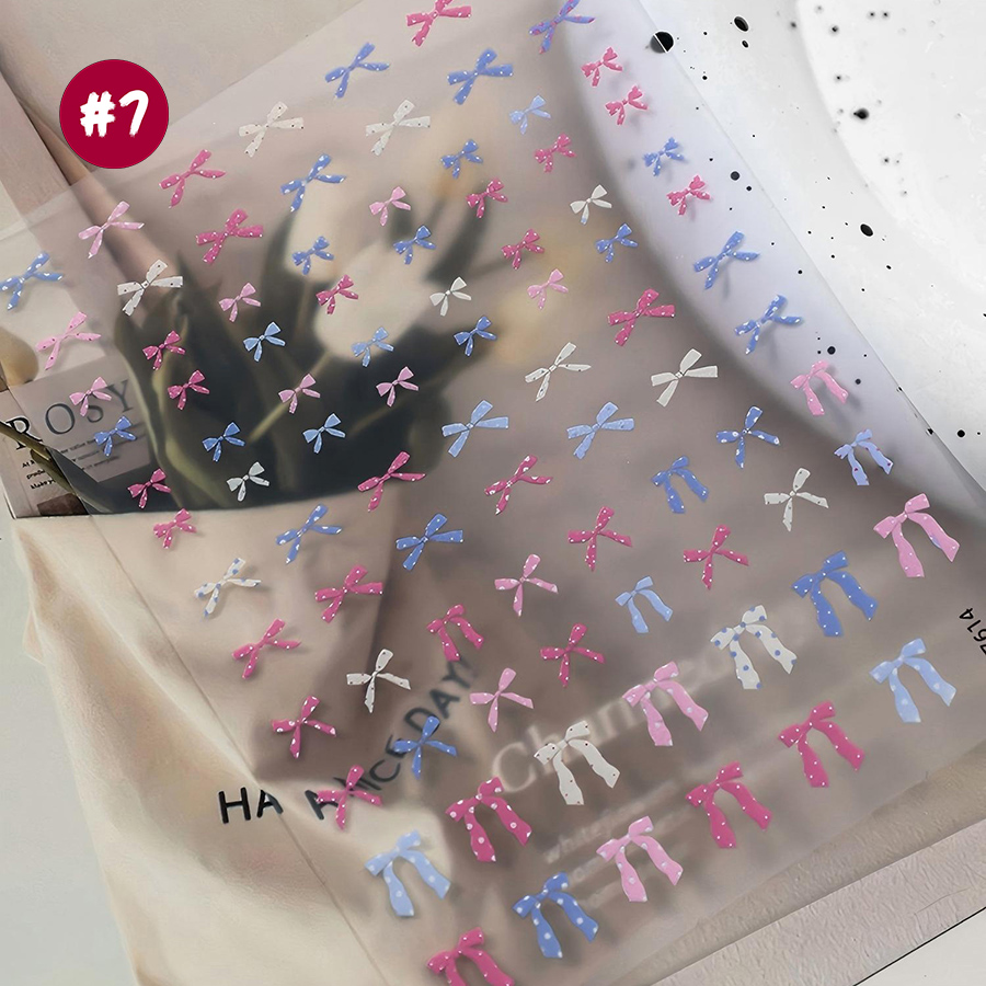 yt7608-614 flat polka dot bow nail art stickers