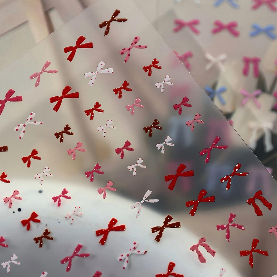 yt7608-614 flat polka dot bow nail art stickers