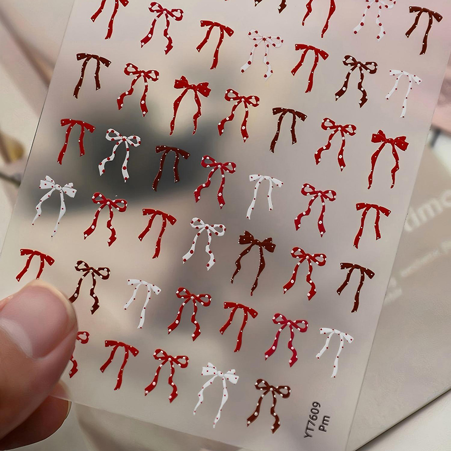 yt7608-614 flat polka dot bow nail art stickers