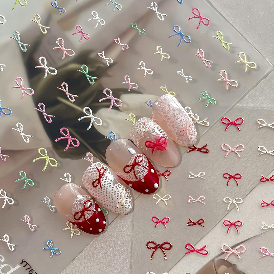 yt7637/yt7639 girly iridescent 3d embossed butterfly nail stickers