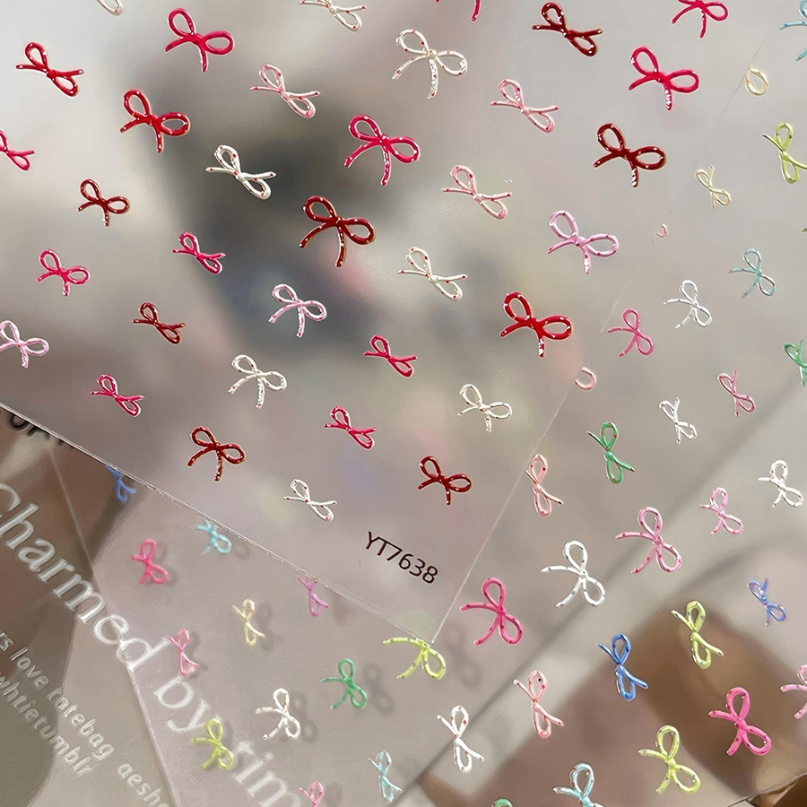 yt7637/yt7639 girly iridescent 3d embossed butterfly nail stickers