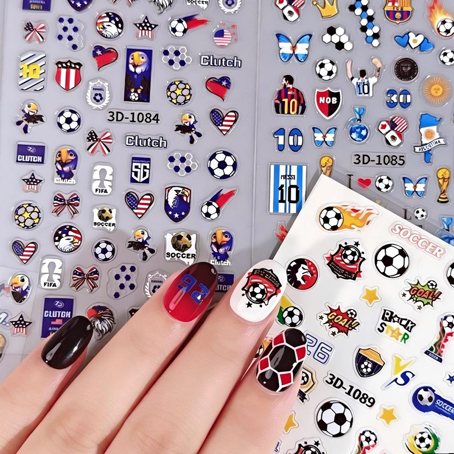 3d-1084-1089 usa, canada, mexico world cup nail stickers