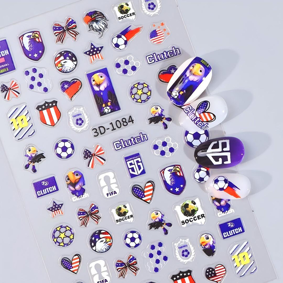3d-1084-1089 usa, canada, mexico world cup nail stickers