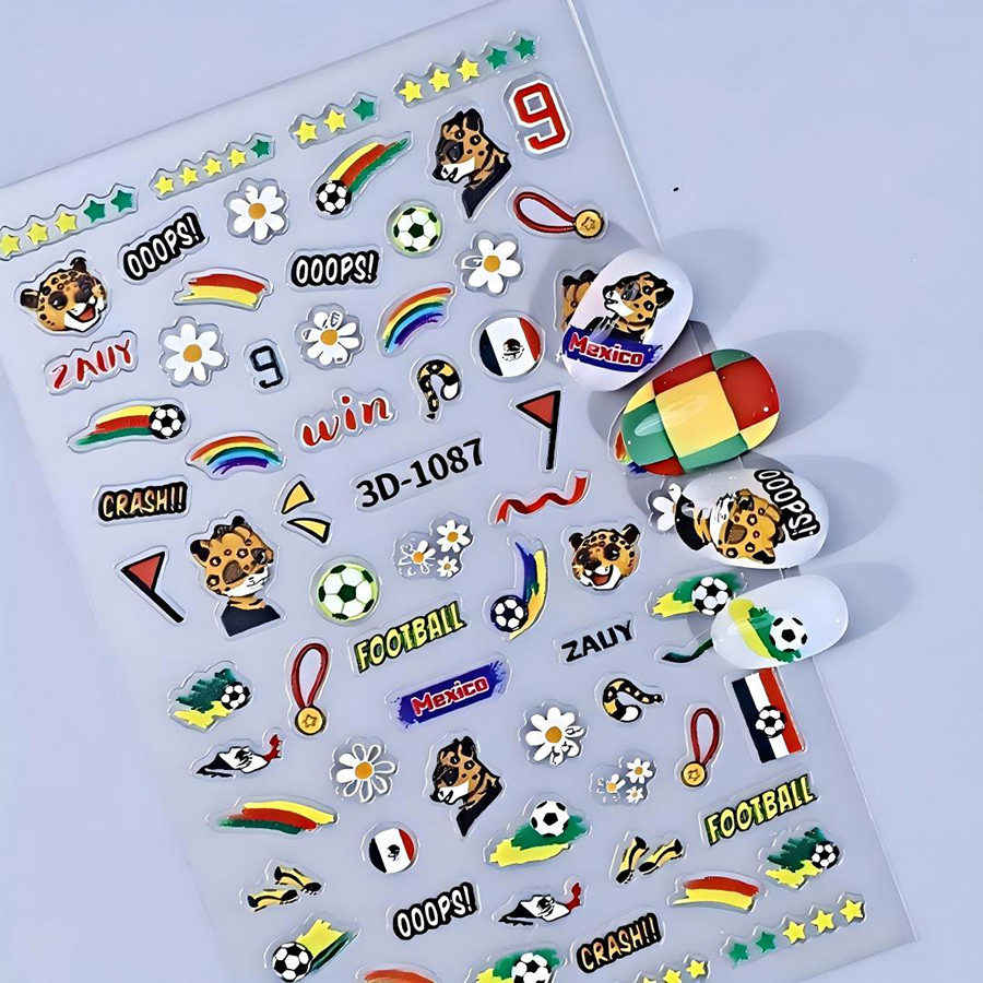 3d-1084-1089 usa, canada, mexico world cup nail stickers