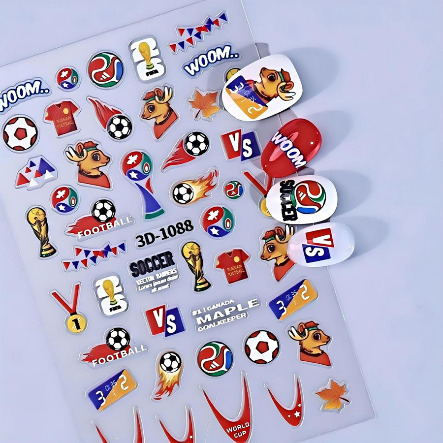 3d-1084-1089 usa, canada, mexico world cup nail stickers