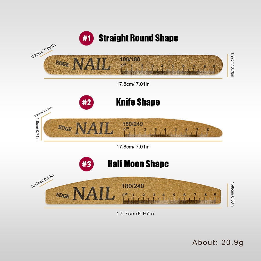 rnf-52 scaled washable wear-resistant nail file(half moon shape)