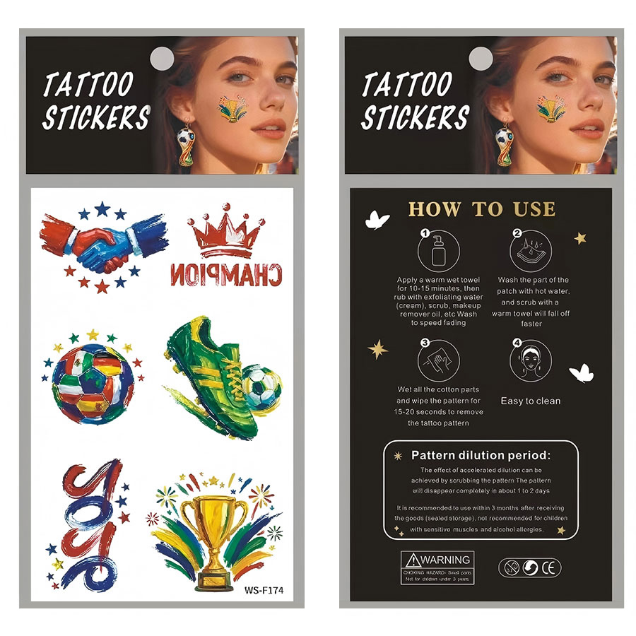bws001-016 2026 us & canada waterproof ink water transfer printing glossy laminated slogan tattoo
