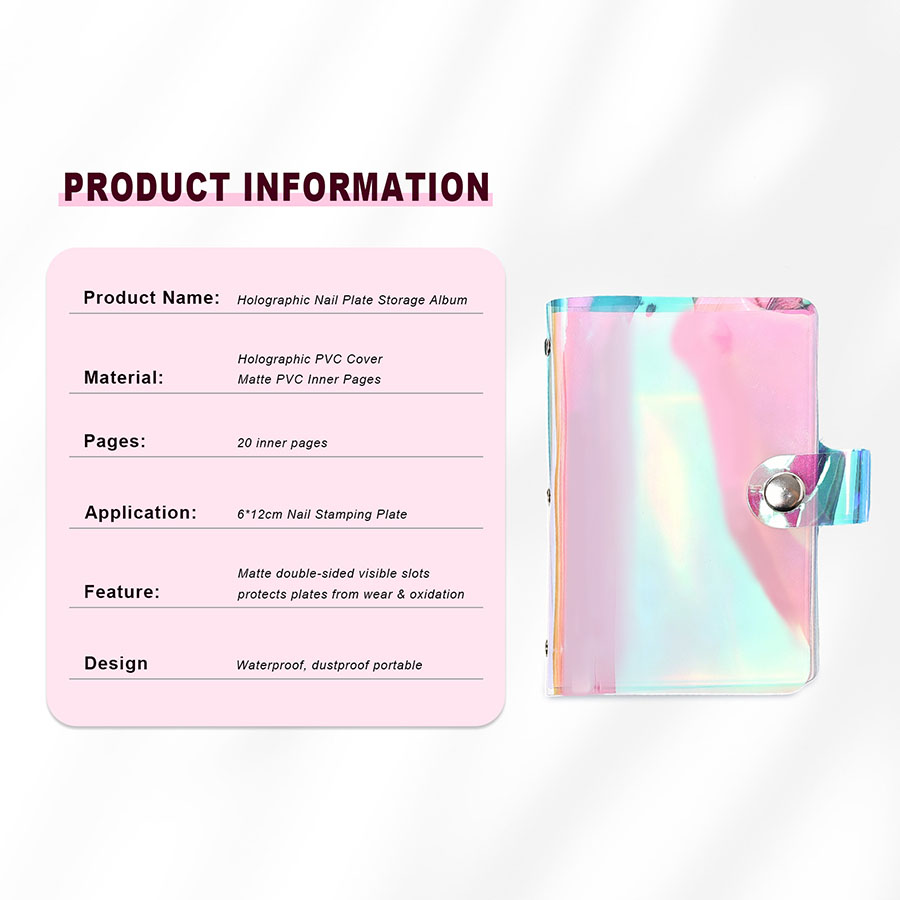 rnt-851 nail stamping plate storage book, laser holographic soft case (mini size)