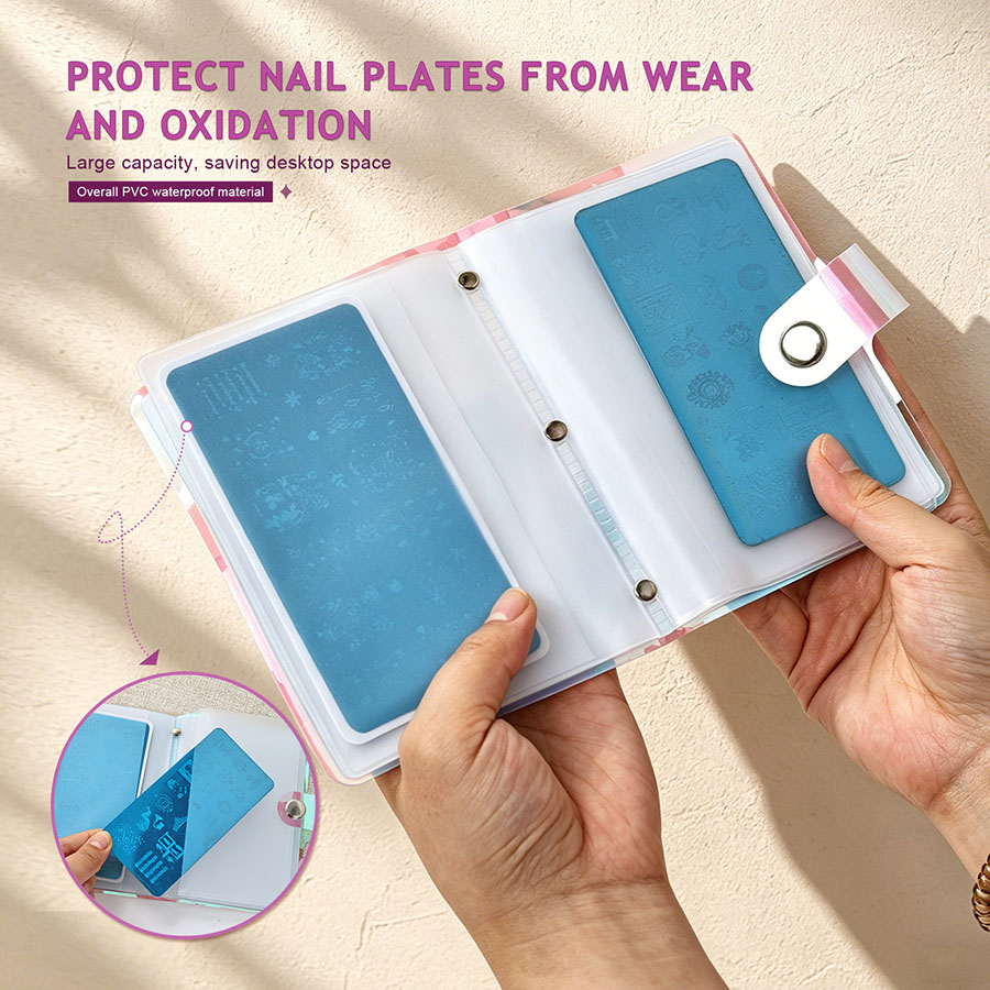 rnt-851 nail stamping plate storage book, laser holographic soft case (mini size)
