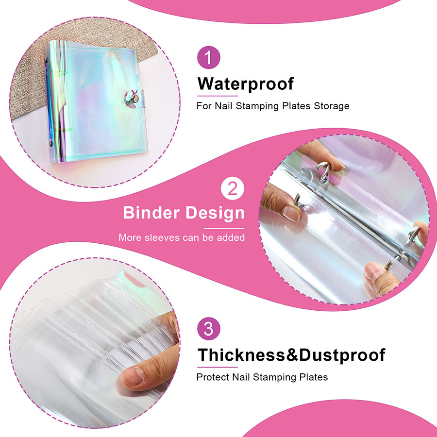 rnt-851 nail stamping plate storage book, laser holographic soft case (mini size)