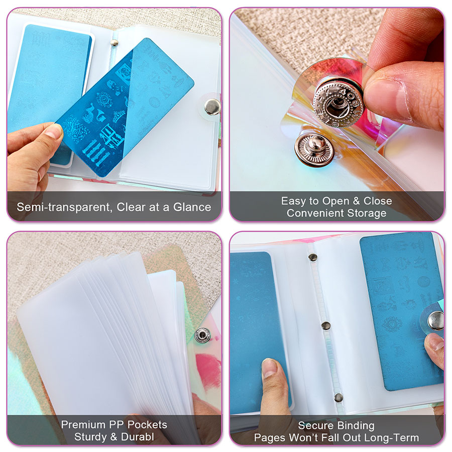 rnt-851 nail stamping plate storage book, laser holographic soft case (mini size)