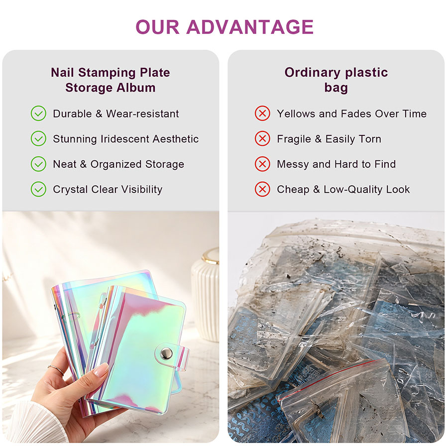 rnt-851 nail stamping plate storage book, laser holographic soft case (mini size)