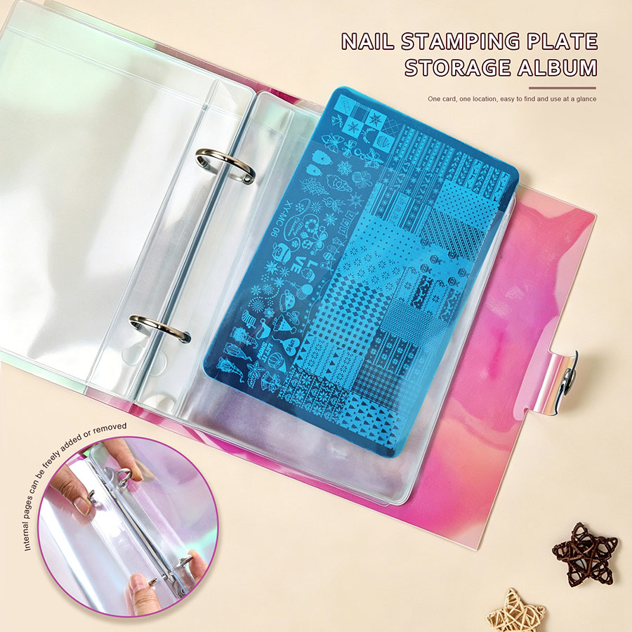 rnt-851 nail stamping plate storage book, laser holographic soft case (mini size)