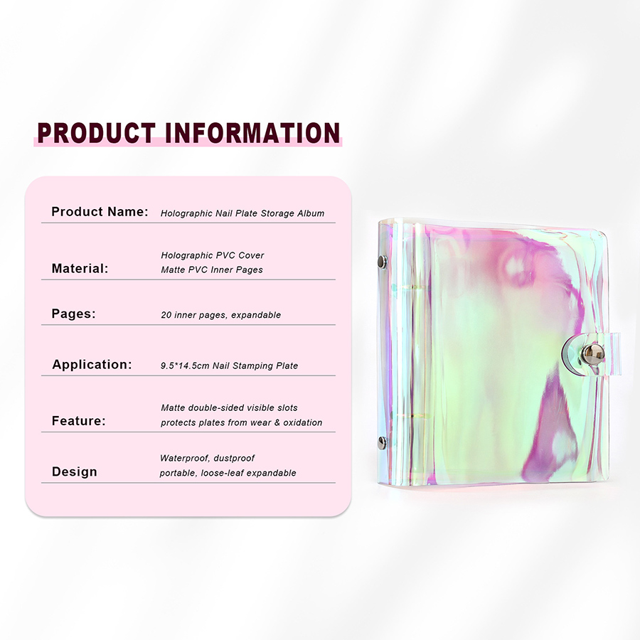 rnt-852 large holographic soft nail stamping plate storage book