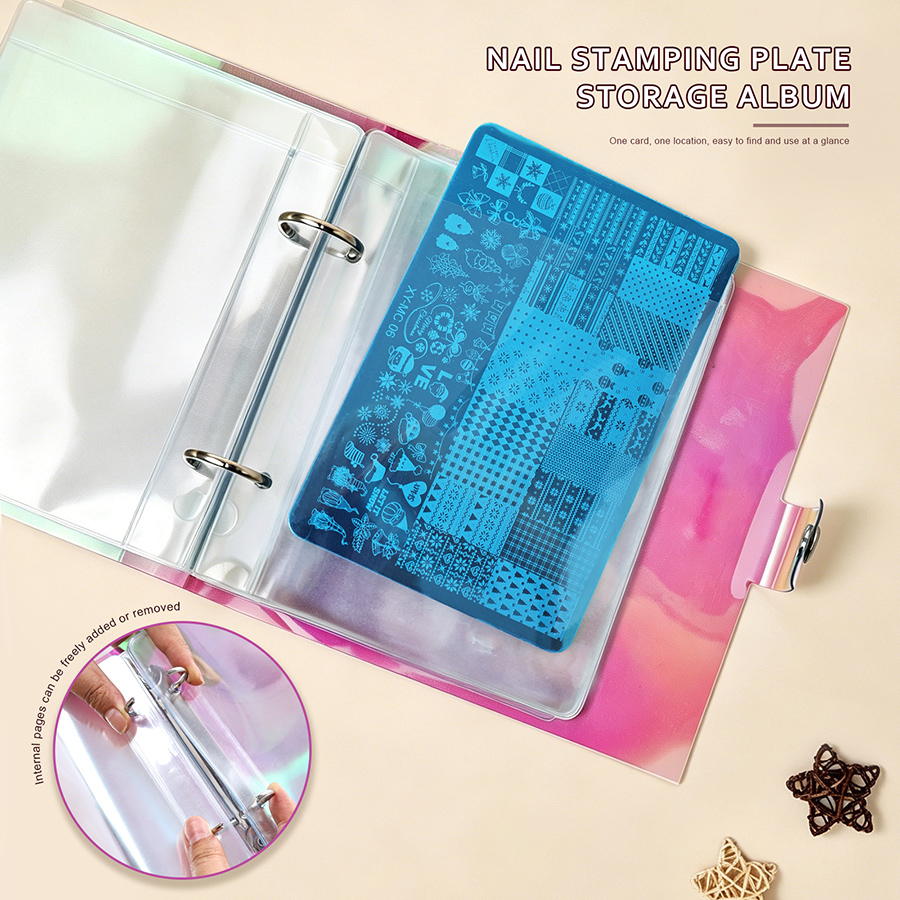 rnt-852 large holographic soft nail stamping plate storage book
