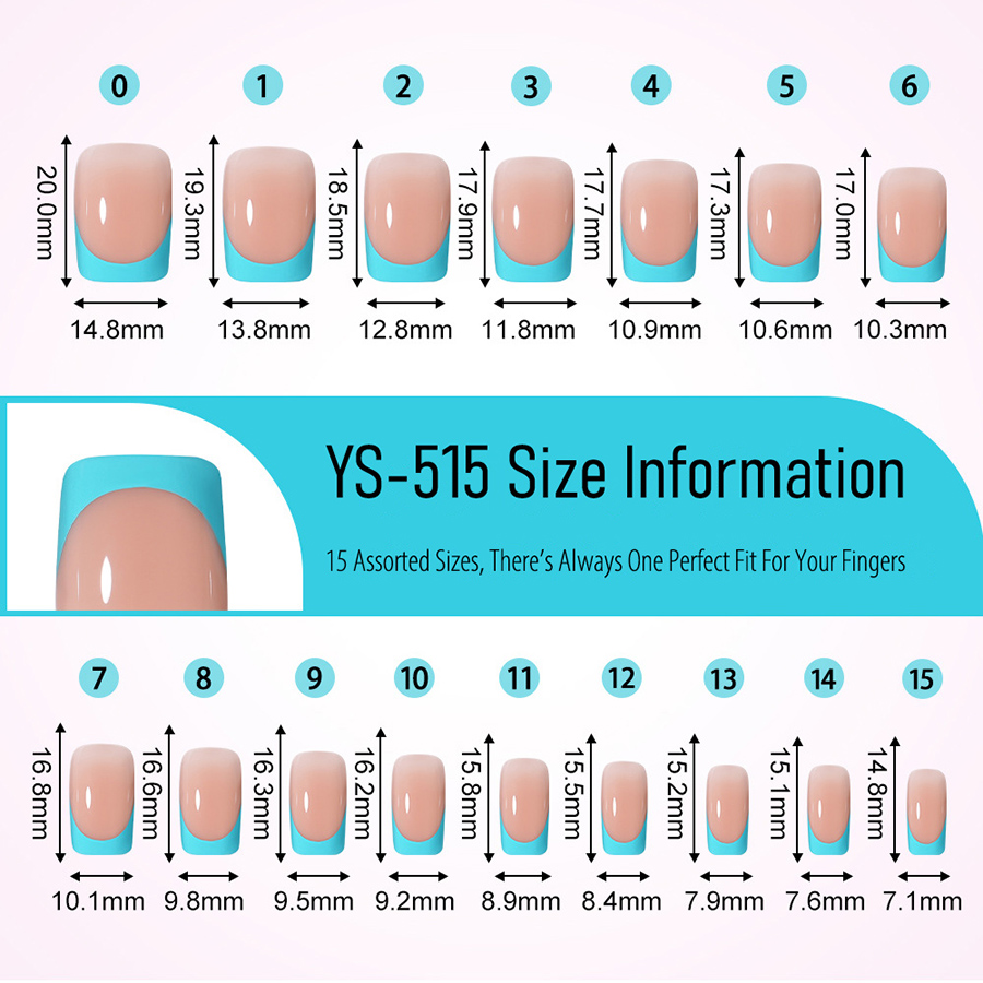 rntip-208 five-color french press-on nails