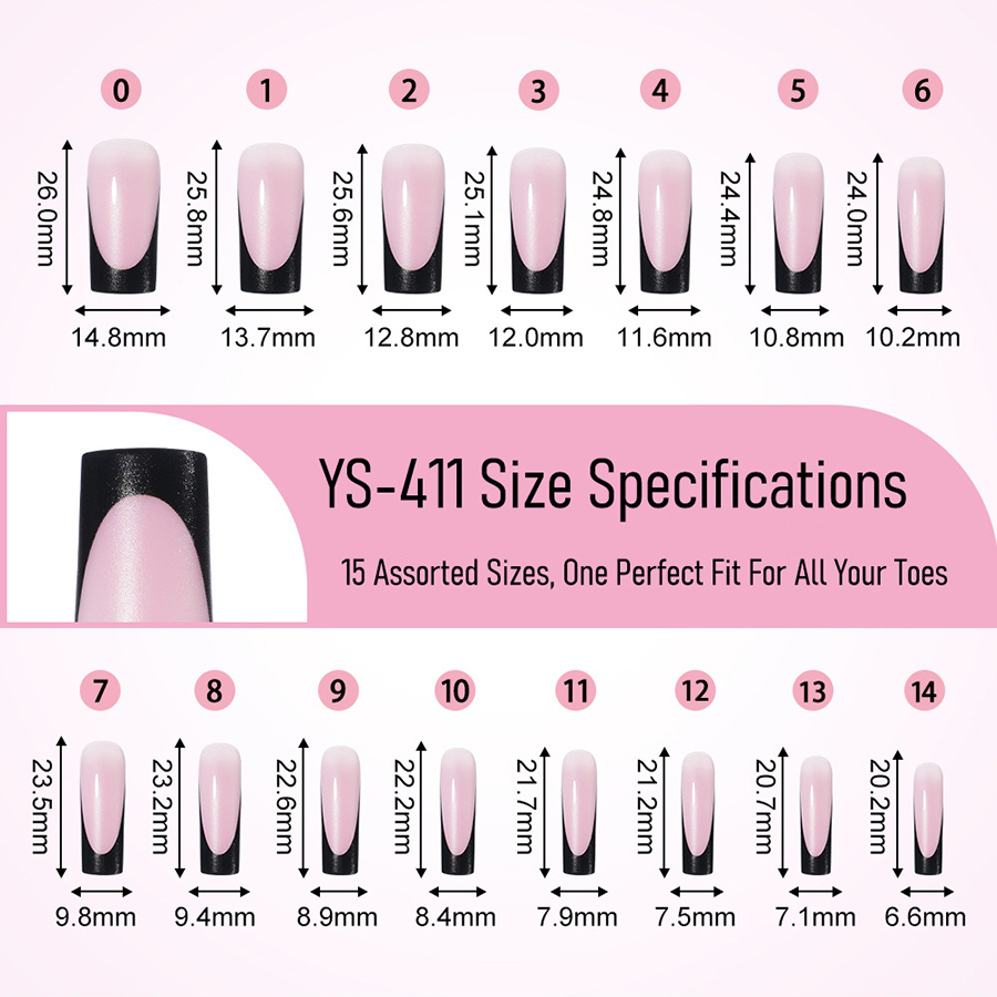 rntip-209 french press-on nails set, 60 pcs for fingernails & toenails