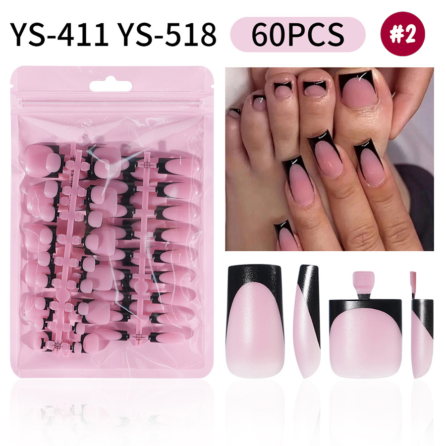 rntip-209 french press-on nails set, 60 pcs for fingernails & toenails
