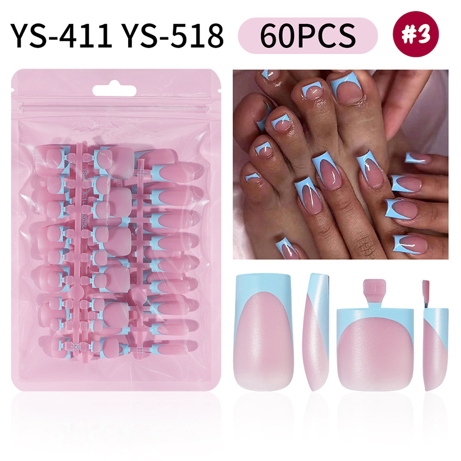 rntip-209 french press-on nails set, 60 pcs for fingernails & toenails