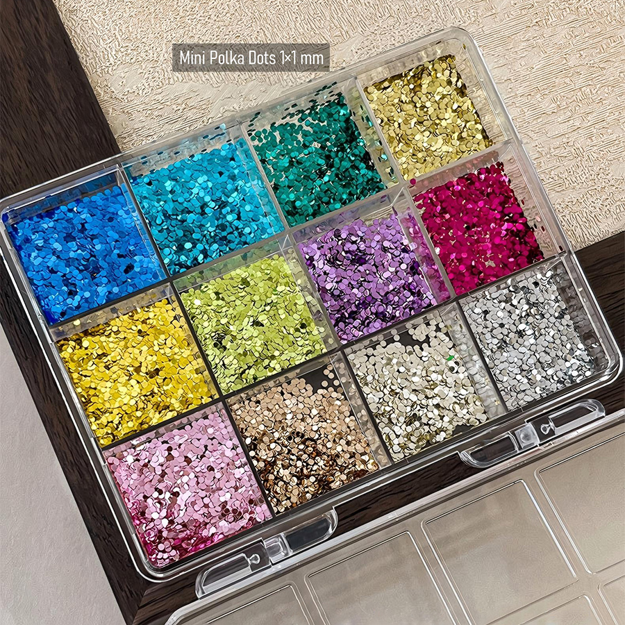 rnad-186 12 grid color polka dot nail dazzling