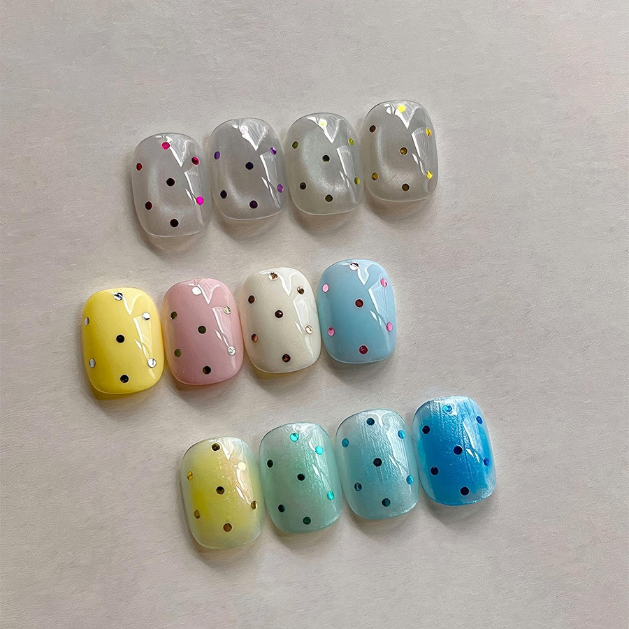 rnad-186 12 grid color polka dot nail dazzling