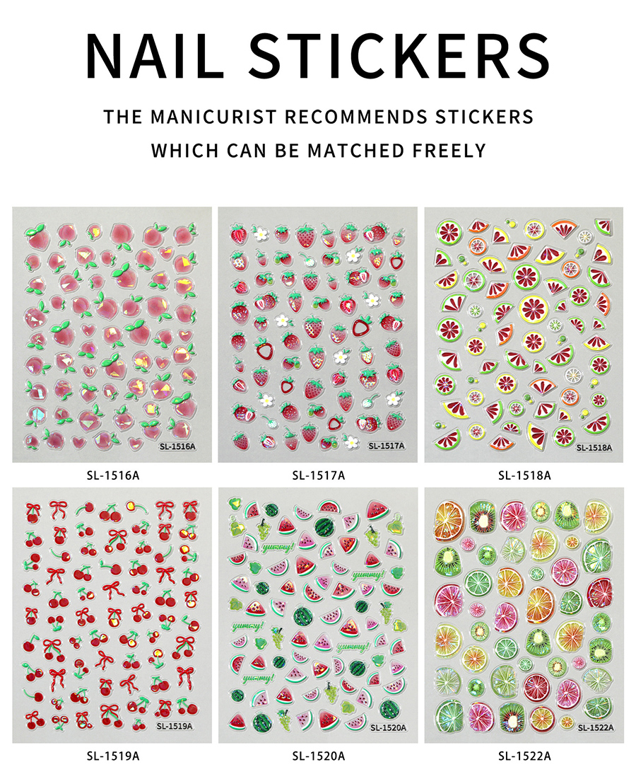 sl-15xx summer fresh fruit nail stickers