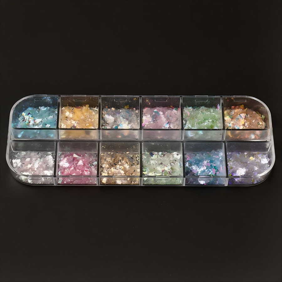 rnag-243 12 grids aurora iridescent ultra-thin opal nail powder