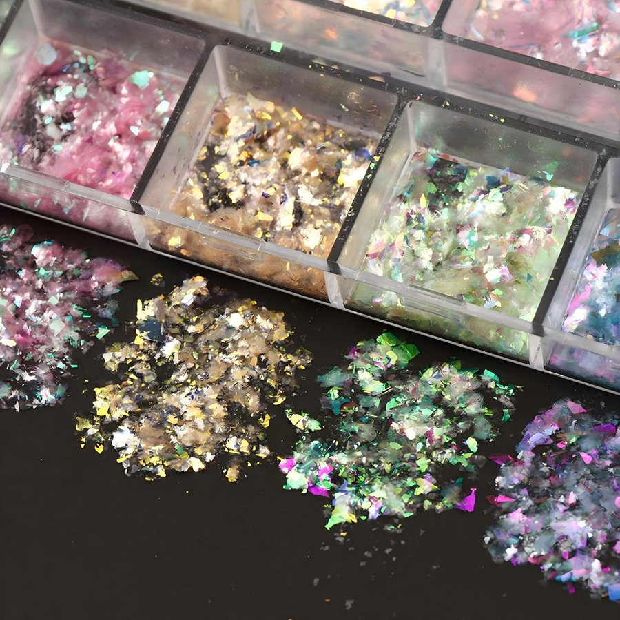 rnag-243 12 grids aurora iridescent ultra-thin opal nail powder