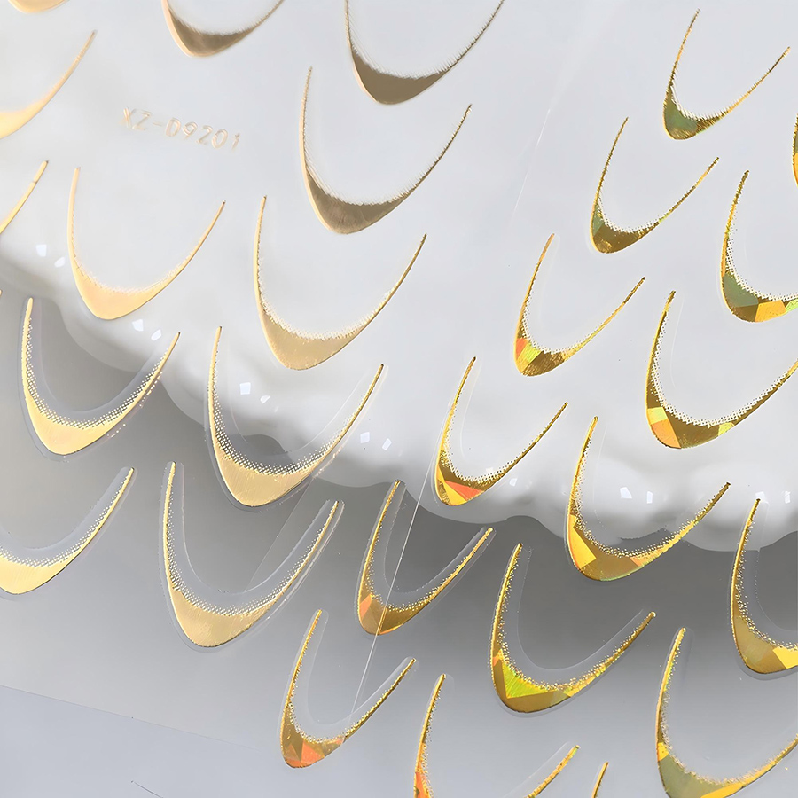 xz-d9201 holographic gold silver french nail stickers