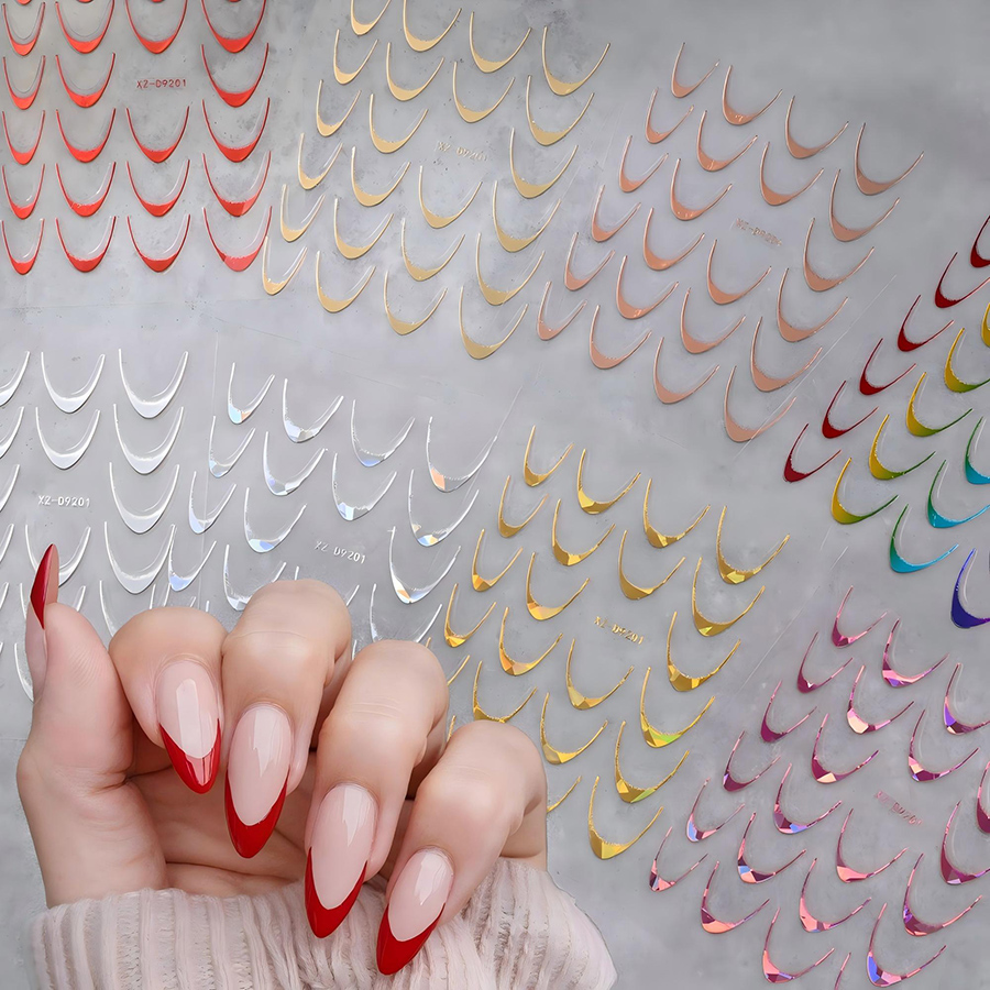 xz-d9201 holographic gold silver french nail stickers