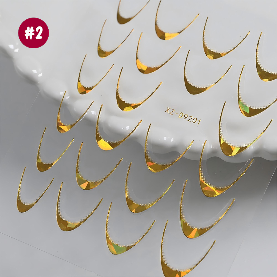 xz-d9201 holographic gold silver french nail stickers
