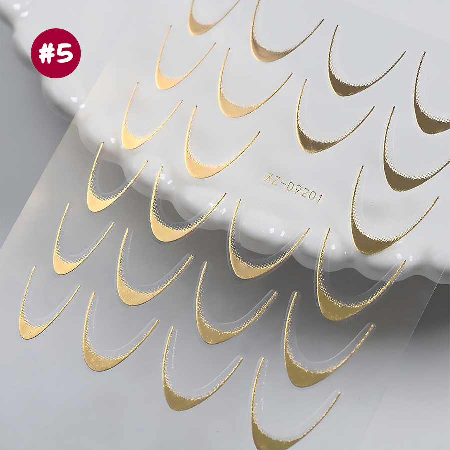 xz-d9201 holographic gold silver french nail stickers