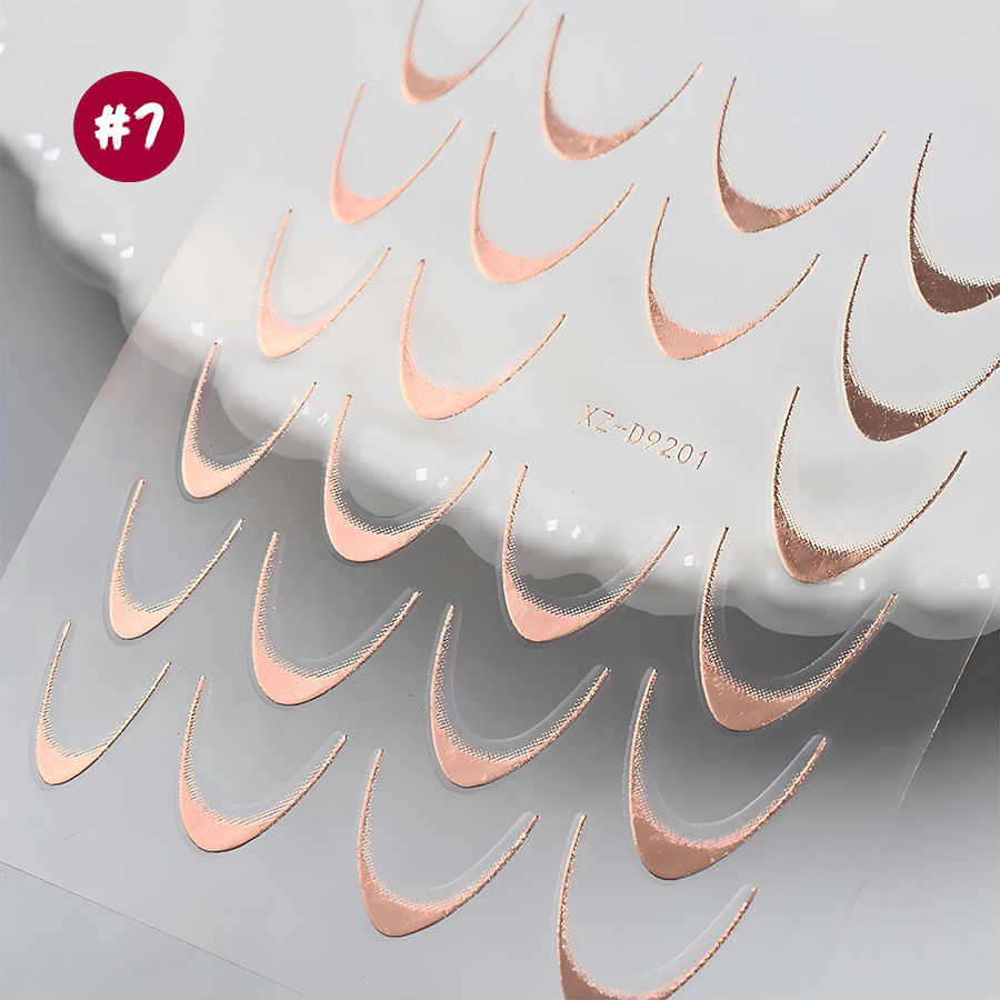 xz-d9201 holographic gold silver french nail stickers