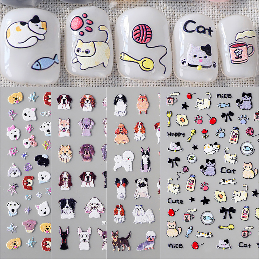 5d-pet 3d embossed puppy kitten nail stickers