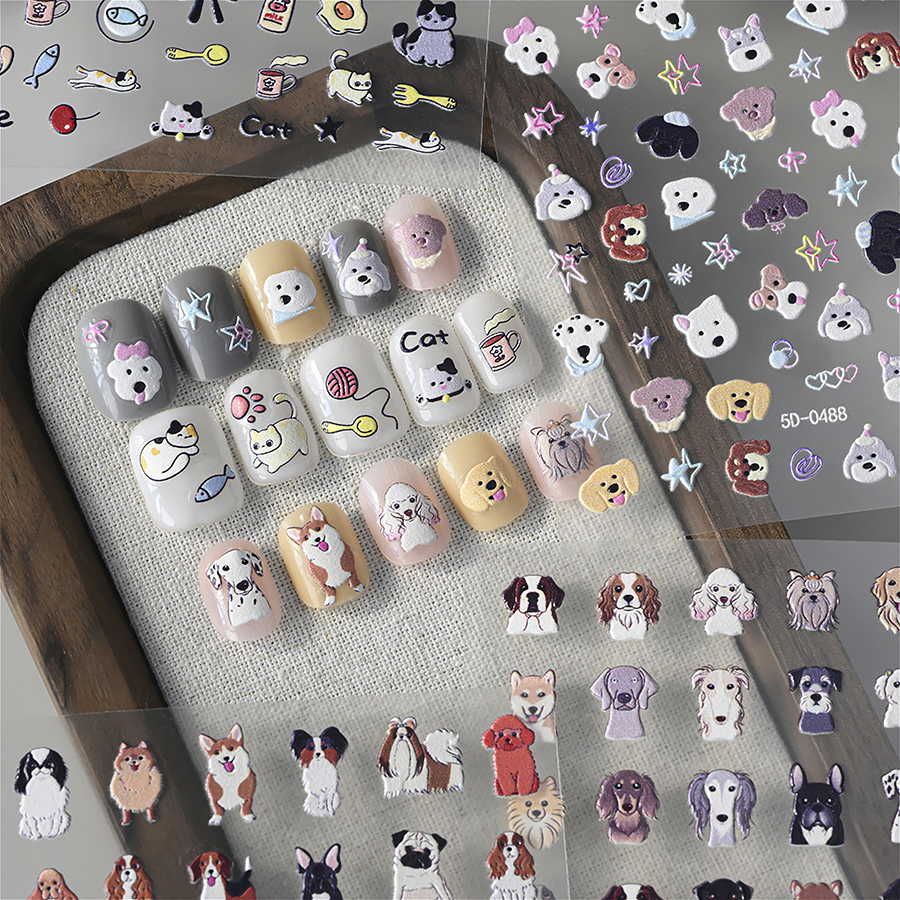 5d-pet 3d embossed puppy kitten nail stickers