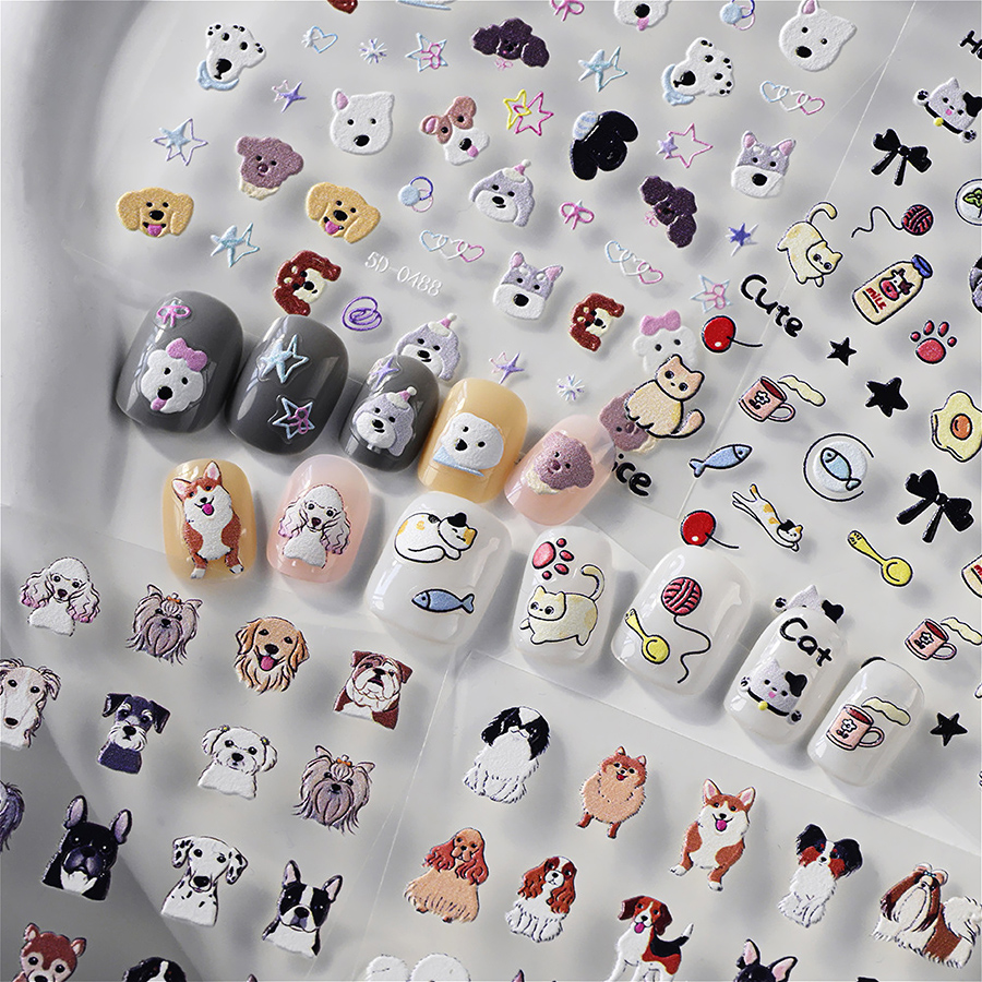 5d-pet 3d embossed puppy kitten nail stickers